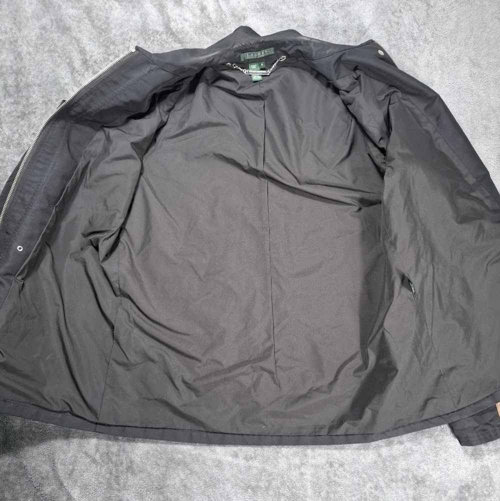 Lauren Ralph Lauren Women's Full Zip Coat Jacket Size M Leather Trim Casual - Picture 10 of 12